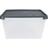 Rangement|Gifi Box de rangement hermétique 50 L transparent et gris
