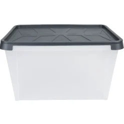 Rangement|Gifi Box de rangement hermétique 50 L transparent et gris