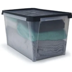 Rangement|Gifi Box de rangement hermétique 50 L transparent et gris