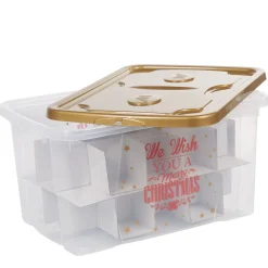 Rangement|Gifi Box de rangement Noël transparent doré 44 L