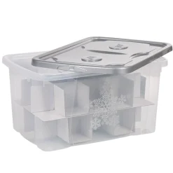 Rangement|Gifi Box de rangement Noël transparent gris 44 L