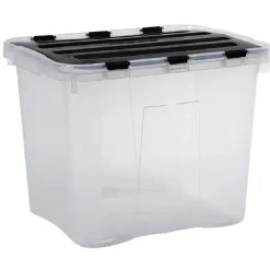 Rangement|Gifi Box de rangement plastique 24 L transparent et noir