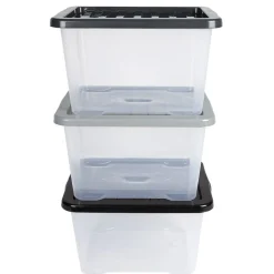 Rangement|Gifi Box de rangement plastique transparent 28 L x3