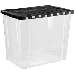 Rangement|Gifi Box de rangement plastique 80 L ouverture papillon