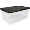 Rangement|Gifi Box de rangement transparent couvercle papillon noir opaque 40L