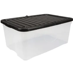 Rangement|Gifi Box de rangement transparent couvercle papillon noir opaque 40L