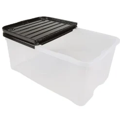 Rangement|Gifi Box de rangement transparent couvercle papillon noir opaque 40L