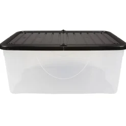 Rangement|Gifi Box de rangement transparent couvercle papillon noir opaque 40L