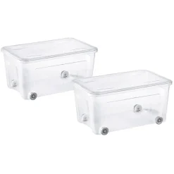 Rangement|Gifi Box de rangement transparent 43L x2