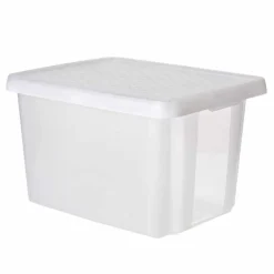 Rangement|Gifi Box Essentiels couvercle blanc transparent 45 L x2
