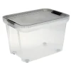 Rangement|Gifi Box multi directionnelle transparente couvercle gris 50 L