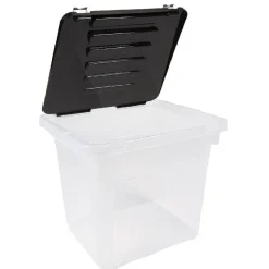 Rangement|Gifi Box plastique couvercle noir clipsable 36 L x3