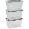 Rangement|Gifi Box transparente couvercle gris 29,5 L x3