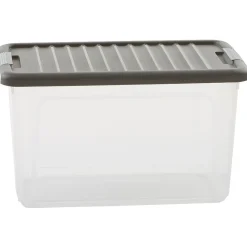 Rangement|Gifi Box transparente couvercle gris 29,5 L x3