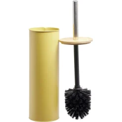 Best Gifi Brosse WC cylindrique bambou et métal jaune naturel