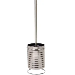 Outlet Gifi Brosse WC gris chromé décor fentes imitation rayures
