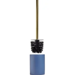 Hot Gifi Brosse WC manche doré socle rond grès bleu Ø9,2xH36cm
