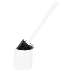 Online Gifi Brosse WC silicone ronde avec support plastique blanc