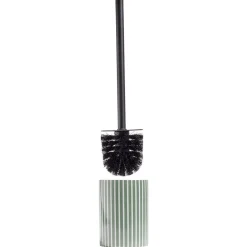 Clearance Gifi Brosse WC socle rond grès rayure verticale vert et blanc Ø9,2xH36cm