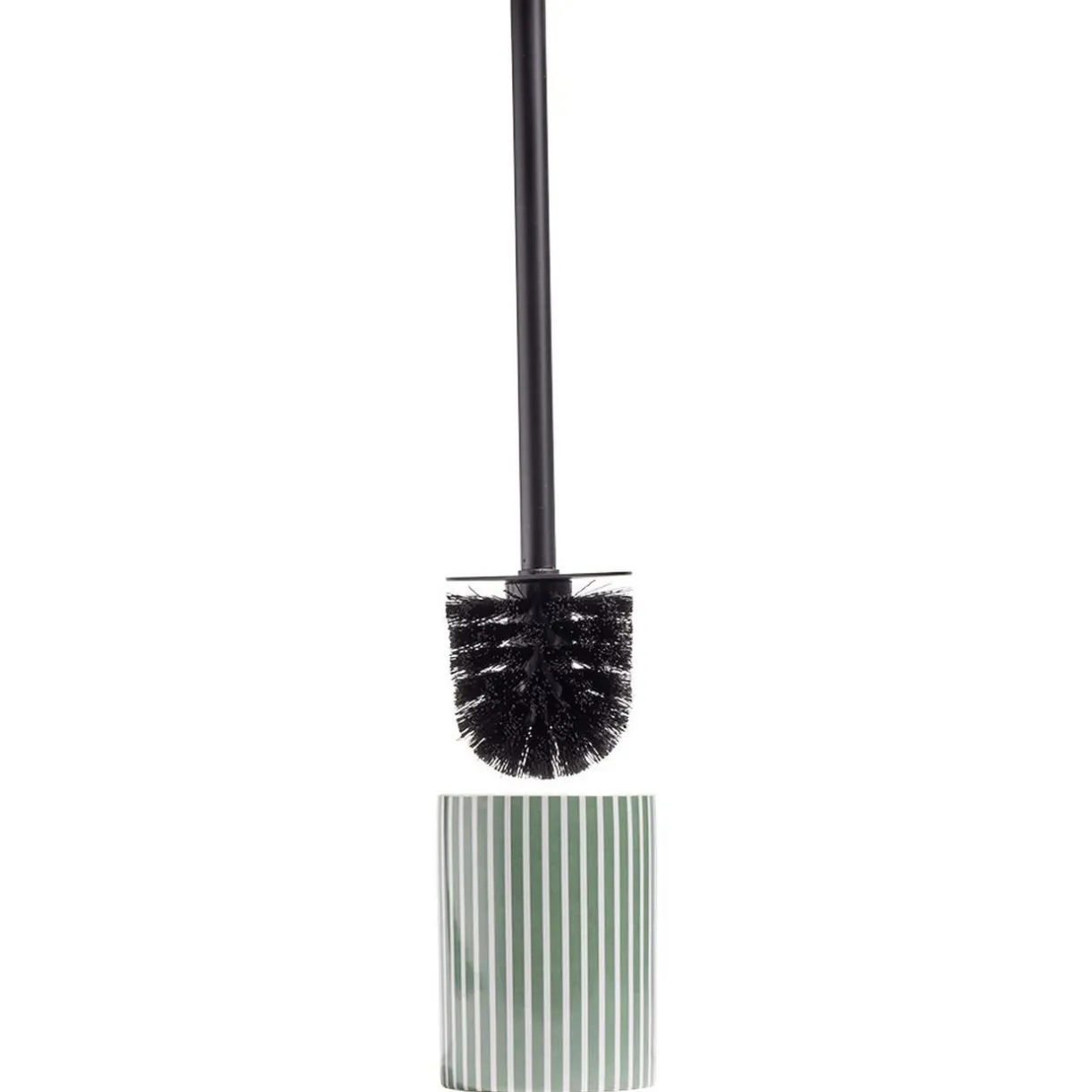 Clearance Gifi Brosse WC socle rond grès rayure verticale vert et blanc Ø9,2xH36cm