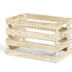 Rangement|Gifi Cagette en bois motif flocon blanc 28x18xH18cm