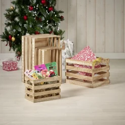 Rangement|Gifi Cagette en bois motif flocon blanc 33x23xH21cm