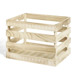 Rangement|Gifi Cagette en bois motif flocon blanc 38x28xH23cm