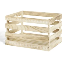 Rangement|Gifi Cagette en bois motif flocon blanc 38x28xH23cm