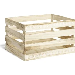 Rangement|Gifi Cagette en bois motif flocon blanc 44x33xH25cm