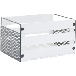 Rangement|Gifi Caisse de rangement en bois et métal - L32,5 x l18 x H24 cm