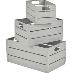 Rangement|Gifi Caisse métallique de rangement blanc lin x3