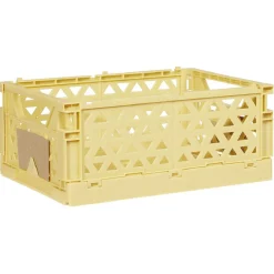 Rangement|Gifi Caisse pliable avec porte-étiquette jaune L17xl12,5xH7cm