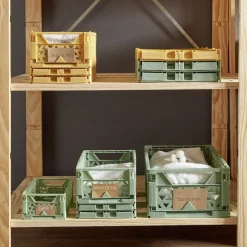 Rangement|Gifi Caisse pliable avec porte-étiquette vert L25xl16,5xH10cm