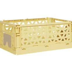 Rangement|Gifi Caisse pliable avec porte-étiquette jaune L33xl25xH15cm