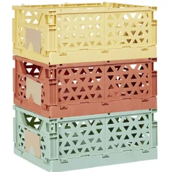 Rangement|Gifi Caisse pliable avec porte-étiquette jaune L33xl25xH15cm