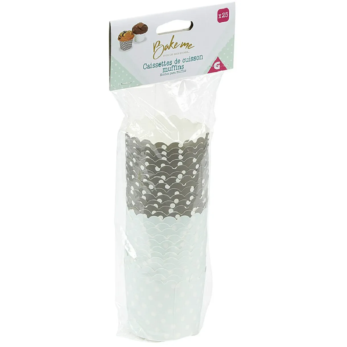 Caissette à muffin motif pois gris bleu x25^Gifi Best