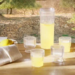 Carafe 1,1L + 4 verres 300mL polystyrène et silicone transparent^Gifi New