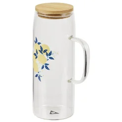 Carafe verre transparent motif citron avec bouchon bambou 1L Ø9xH23cm^Gifi Hot