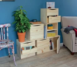 Rangement|Gifi Casier de rangement bloc tiroir pin