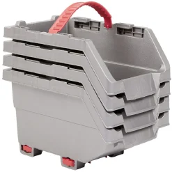 Rangement|Gifi Casier de rangement superposable gris et rouge x4