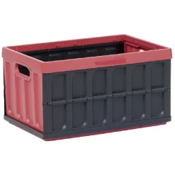 Rangement|Gifi Casier pliant avec couvercle noir et rouge bordeaux 46 L