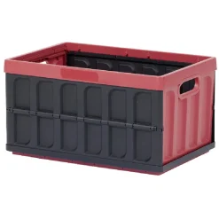 Rangement|Gifi Casier pliant avec couvercle noir et rouge bordeaux 46 L