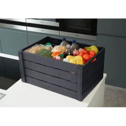 Rangement|Gifi Casier pliant imitation bois gris foncé
