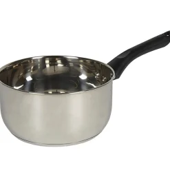 Casserole anti adhésive inox poignée noire^Gifi
