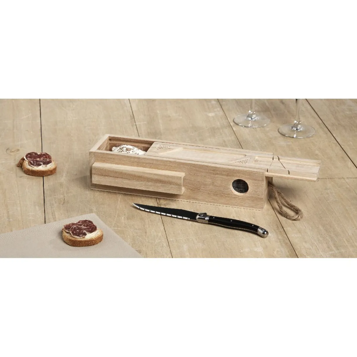 Cave à saucisson bois et couteau^Gifi Online