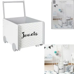 Rangement|Gifi Chariot de rangement garçon Jouets blanc et gris 35x47xH47,50cm