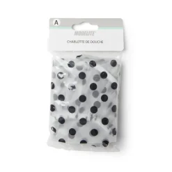 Discount Gifi Charlotte de douche à pois plastique blanc et noir