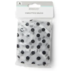 Discount Gifi Charlotte de douche à pois plastique blanc et noir