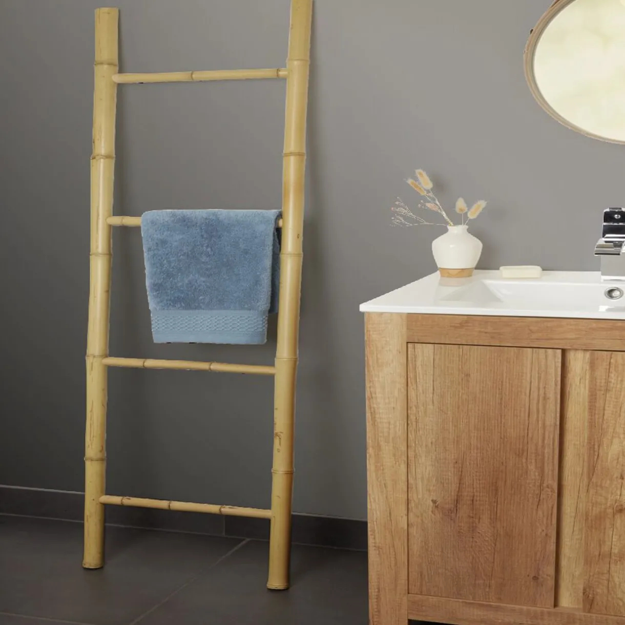 Best Gifi Échelle porte-serviette 40x150cm bambou naturel