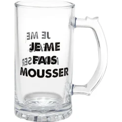 Chope à bière verre transparent inscription Champion de levée de coude^Gifi Discount